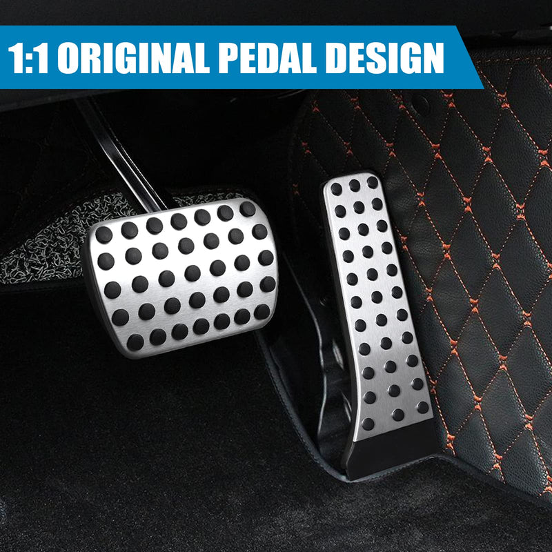 Gas & Brake Pedal Cover: Brushed Stainless Steel with Rubber Non-Slip Foot Pedals Pads Compatible with 2007-2022 Mercedes-Benz C/E/S/SL/SLK/CLS/CLC/GLE/GLS/GLK X204 Benz-2