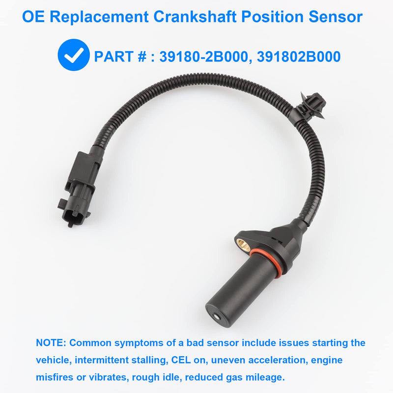 Crankshaft Position Sensor, Crank Sensor 391802B000, 39180-2B000 Compatible with Hyundai Kia - 2012-2019 Accent Rio, 2011-2020 Elantra Soul, 2014-2020 Tucson Forte, 2012-2021 Veloster, 14-2018 Forte5