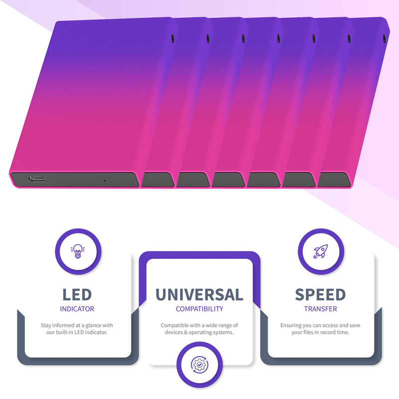 1TB External Hard Drive - USB 3.0 Portable HDD, 2.5-Inch External Storage Drive - Backup External Hard Drives - USB Hard Drive Compatible with Laptop, Desktop, Mac, PS4 – Multicolor 1TB