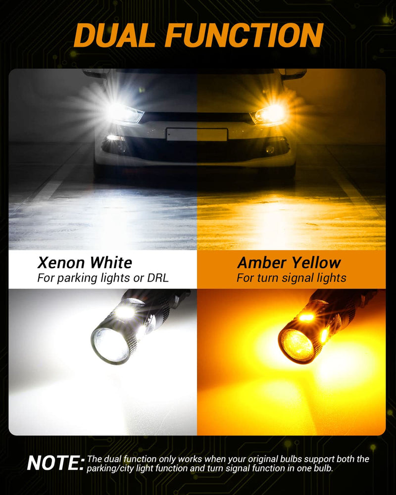 Auxbeam 3157 LED Bulbs 3157 3457 4157 Switchback Dual Color Bulbs 300% Brighter White and Amber Bulb for DRL Turn Signal Lights Parking Lights, Need Resistors to Avoid Possible Hyper Flash