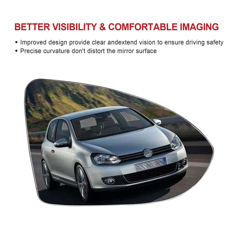 Passenger Side Heated Mirror Glass Compatible with Volkswagen VW Golf MK7, 2015-2021 Golf Golf GTI, 2015-2019 Golf R Golf SportWagen, 2017-2019 Golf Alltrack, 2019-2021 Jetta Mirror -With Rear Holder Right (Passenger Side)
