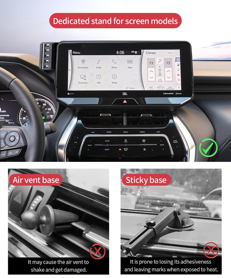 Wireless Charging Car Phone Holder for Toyota Venza 2021-2024, 12.3" Screen | Magsafe Accessories Fast Charging Magnetic cell phone Holder Clip Compatible with iPhone Android, 3D Fit Vehicle Phone Stand