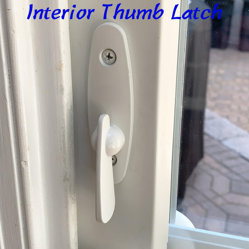Gliding Patio Door Keyed Lock Assembly & Thumb Latch Compatible with Andersen Tribeca Style OEM Part #2573068, #2573078 & #2573609, 2-9/16" Hole Centers, Non-Handed, White Diecast