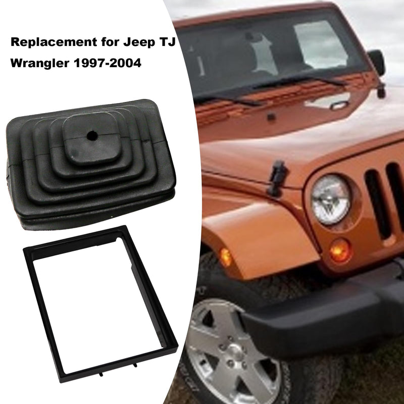 52078558 53000056 Shifter Boot and Retainer Bezel Kits Replacement for Jeep TJ Wrangler 1997 1998 1999 2000 2001 2002 2003 2004 Transmission Shift Bezel Shifter Boot Kit
