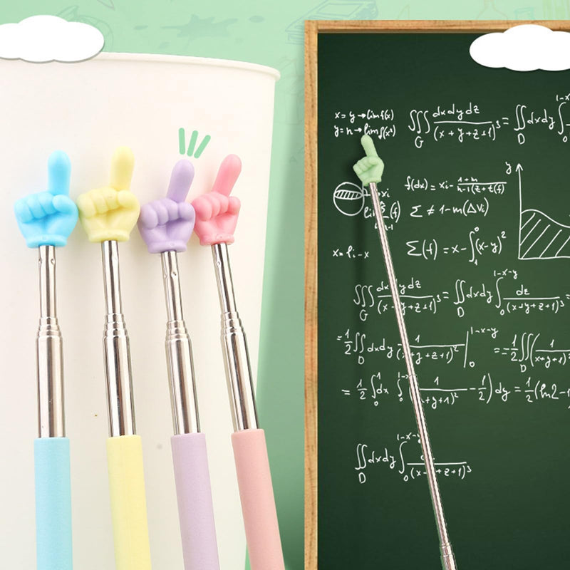 10 Pack Telescopic Teacher Pointer Stick, Retractable, Stainless Steel, Finger-Shaped, 8.46 to 27.35 Inches, for Whiteboard and Classroom Presentation (Colors) Colors