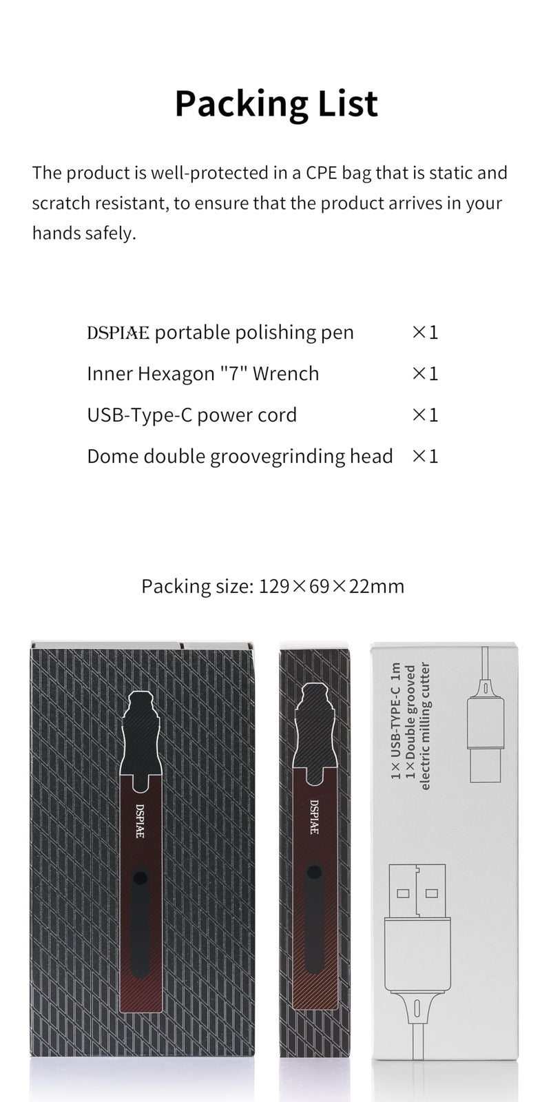 DSPIAE Portable Electric Sanding & Sharpening Pen – 3-Speed Mini Drill & Hobby Tool for Resin, Jewelry, DIY Crafts, Fine Polishing, Detail Grinding, 3mm Drill Compatible, Pen Sander Kit