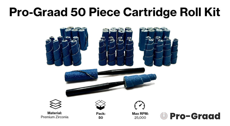 50 Piece Zirconia Abrasive Sanding Cartridge Spiral Roll Sander Kit, Mini Cone & Cylinder Kit for Metal, Wood, Stainless, Welds, Engine Porting – Die Grinder & Rotary Tool Accessories