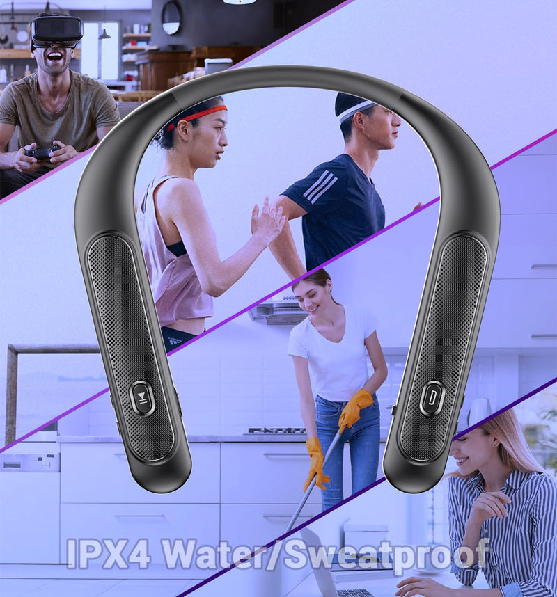 Gardway Neckband Bluetooth Speaker, Wireless Wearable Bluetooth Speaker | 3D Stereo Sound, 12 Hrs Playtime, 78g LightWeight, USB Rechargeable, Portable Neck Speakers for Home, Office and Outdoors