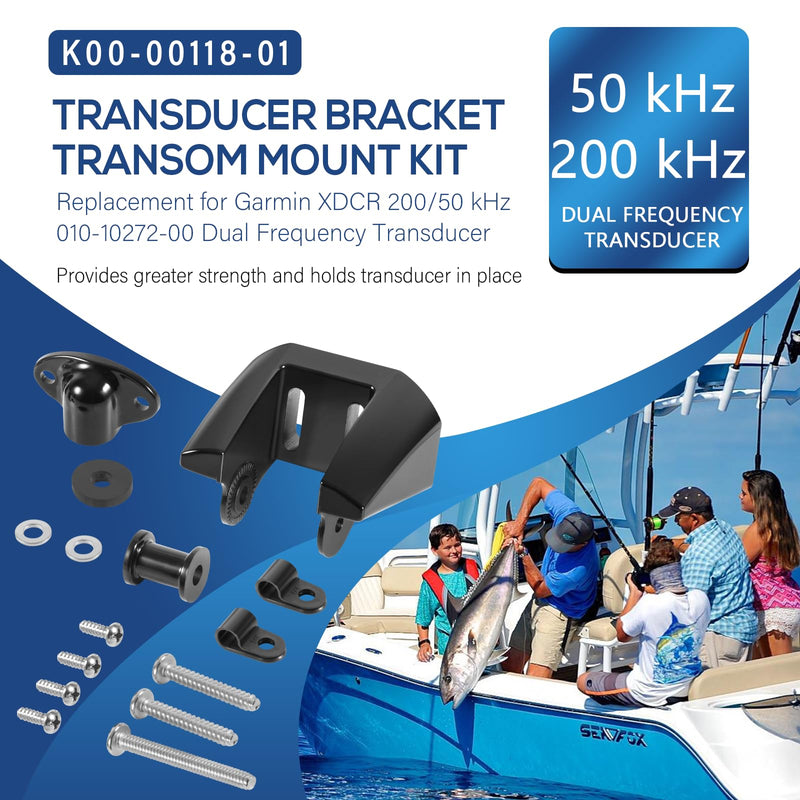 K00-00118-01 Transducer Bracket Transom Mount Kit Replacement for Garmin XDCR 200/50 kHz Dual Frequency Transducer f/010-10272-00