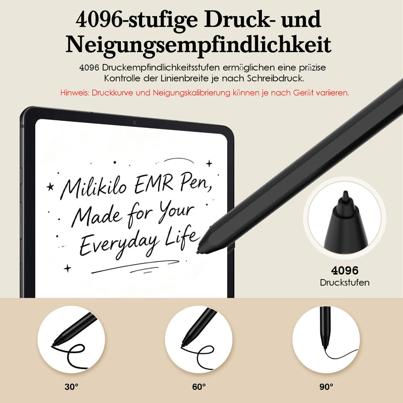 Stylus for Remarkable 2/1 Pen,EMR Pen with Flip Eraser,Palm Rejection,Magnetic Attraction, Tilt Sensitivity and 4096 Levels of Pressure Sensitivity,5 Felt Replacement Tips＆Polishing Cloth(Black) Black