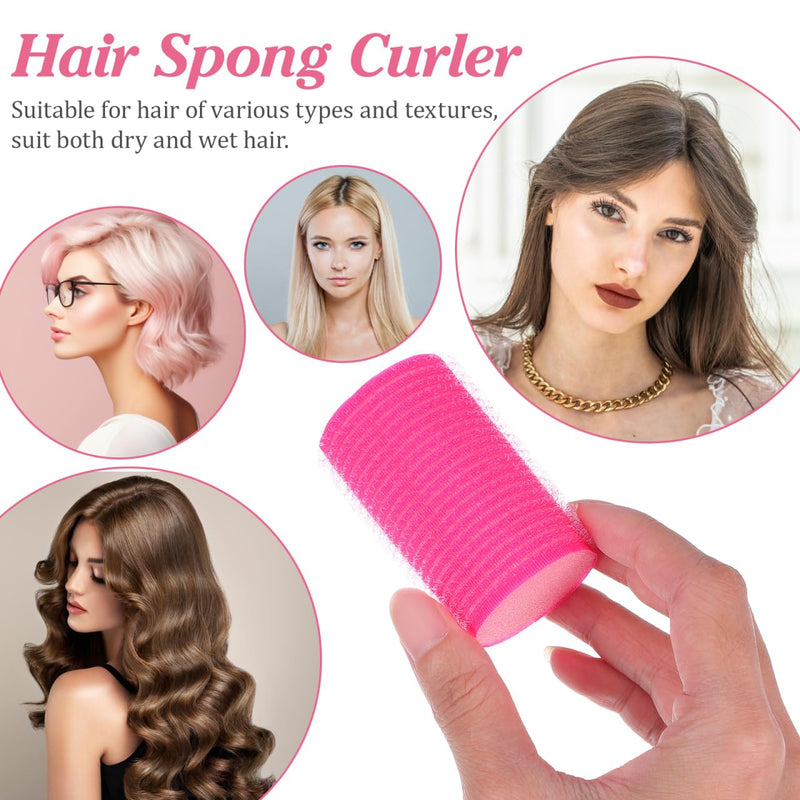 SOIMISS 12 Pieces Sponge Hair Rollers Sleep in Heatless Curls 6x6x3.6 cm Foam Self Grip Holding Volume Bangs Pink Blue Soft Curler for Women Medium Long Short DIY Styling Tools Beauty Accessory Packs