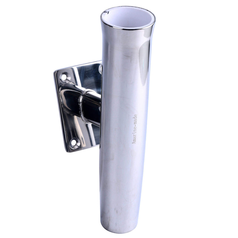 Amarine Made Stainless Steel Rod Holder, Tournament Style Single Rod Holder, Transom Mounted , Wall Mounted - 20 Degree