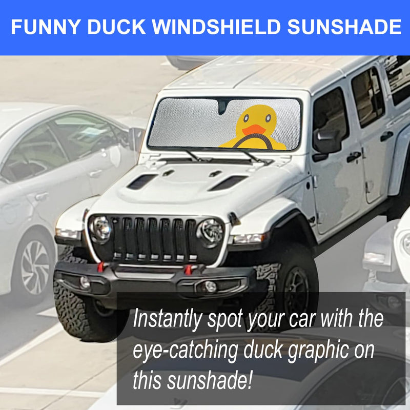Windshield Sun Shade for Jeep Wrangler JK JKU JL JLU1997-2024,Window Sun Visor for UV Rays & Heat Protection,Duck Windshield Sunshade