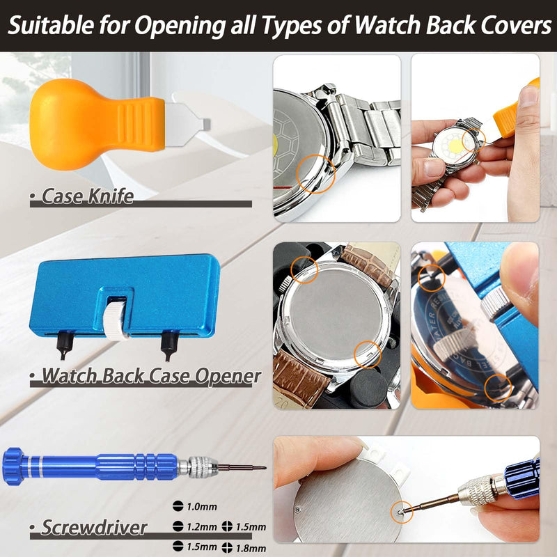 Watch Repair Kit, GLDCAPA Watch Press Tool Set, Watch Battery Replacement Tool Kit, Watch Link Removal Kit, Watch Case Opener, Watch Band Replacement Tool, Watch Repair Screwdriver, Tweezers