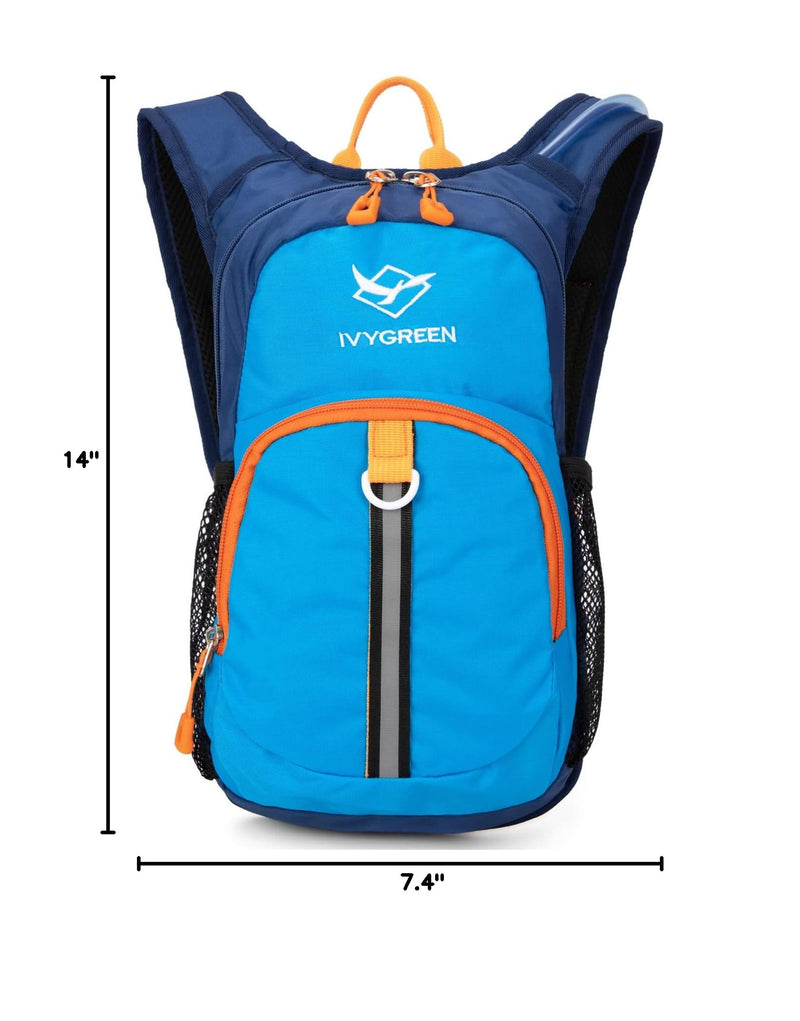 Ivygreen Kids Hydration Backpack, Hiking Backpack for Boys or Girls with 1.5L Water Bladder Blue - Small