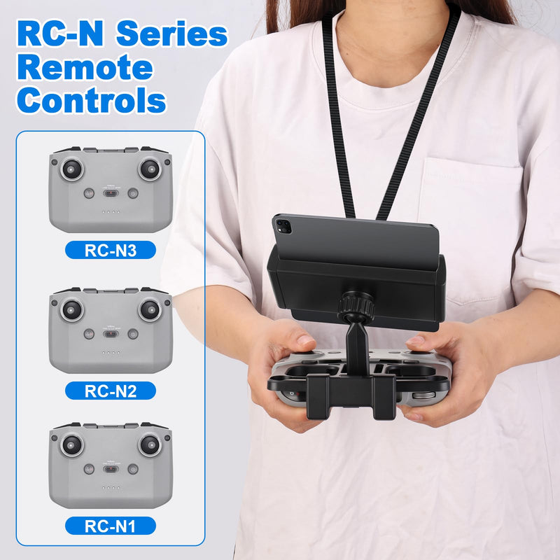 Foldable Tablet & Phone Holder for DJI RC-N1/N2/N3, 4.7-12.9" Mount for iPad/Phones, Fits Mini 5/4 Pro/Air 3/Mavic 3/Neo/Flip, No-Disassembly Design with Lanyard