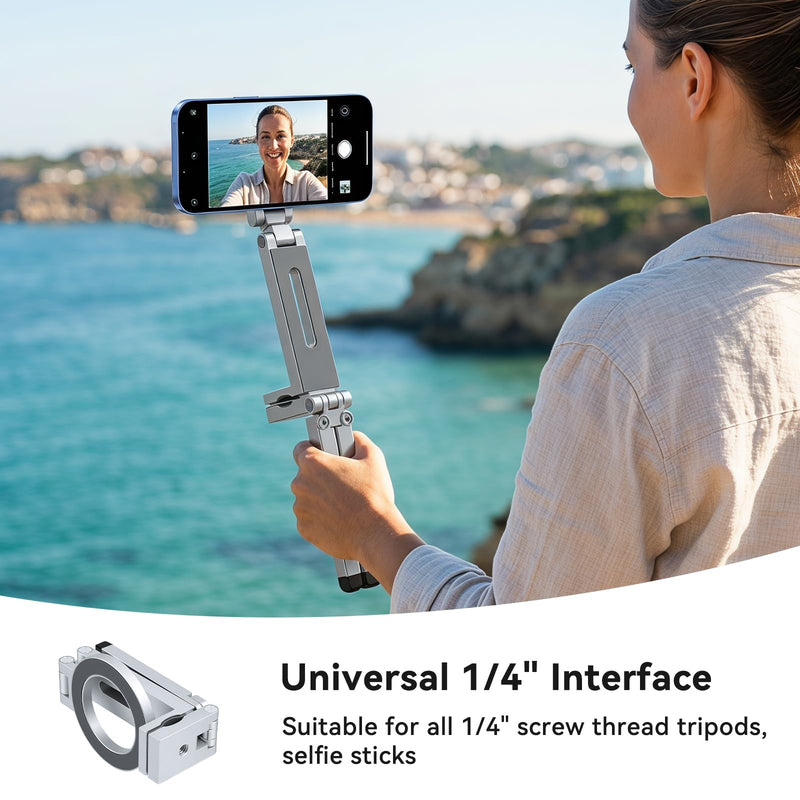 360° Rotating for MagSafe Tripod, for iPhone 17 16 15 14 13 Pro Max | Aluminum Adjustable Magnetic Phone Stand with Clip, Magsafe Tripod Stand Fits Vlog, Gym, Travel Essentials Accessories