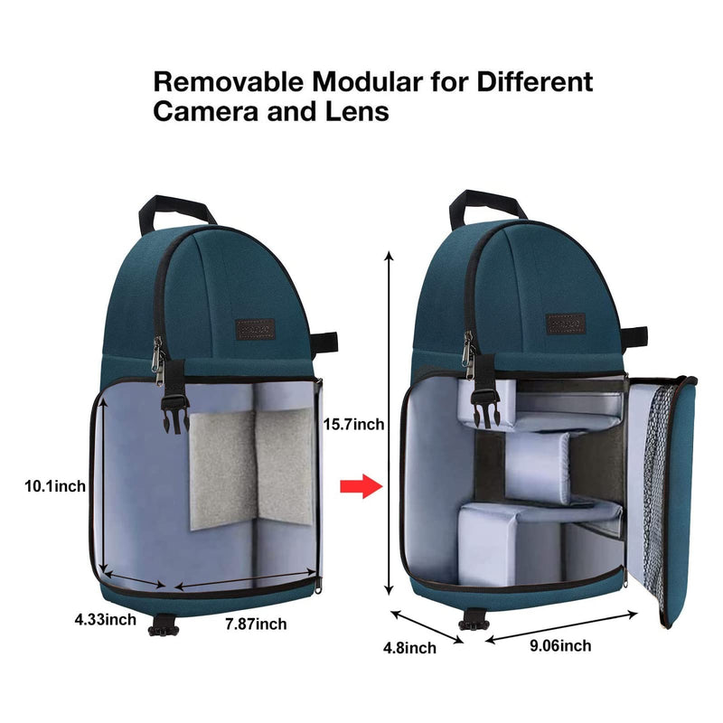 MOSISO Camera Sling Bag, DSLR/SLR/Mirrorless Camera Case Camera Backpack | Shockproof Photography Bag with Tripod Holder&Removable Modular Inserts Compatible with Canon/Nikon/Sony/Fuji, Deep Teal