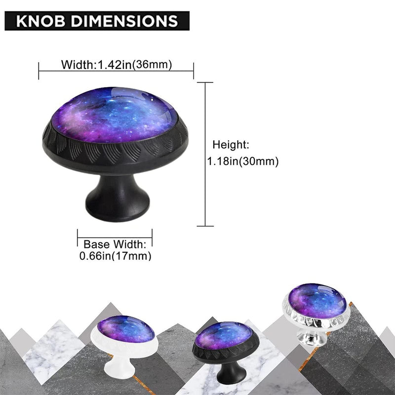 6 Pack Black & Purple Nebula Galaxy Cabinet Knobs, Crystal Glass Dresser Knobs for Kitchen & Bathroom Hardware