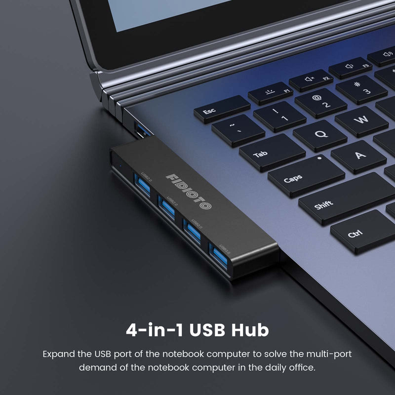 USB Hub 2Pack, Fidioto 4 Port Network-Hub(1 * 3.0 Hub, 3 * 2.0 Hub), USB Expander Hub for Laptop, iMac Pro, MacBook Air, Mac mini/Pro, Surface Pro, Notebook PC, USB Flash Drives and Mobile HDD Etc. 4in1-Right&left-Black