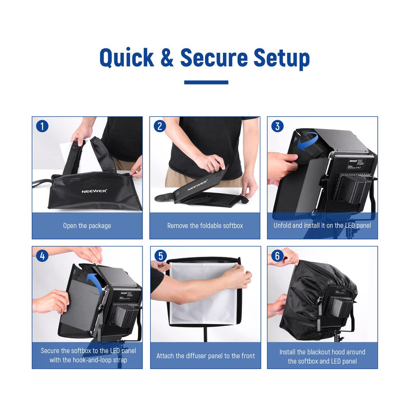 NEEWER 12.2"x11.4" Foldable Softbox Diffuser with Grid and Bag for NL660/SNL660/RGB660/RGB660 Pro/RGB660 PRO II LED Video Light Panel, Studio Photo Portrait Photography YouTube Video Soft Lighting