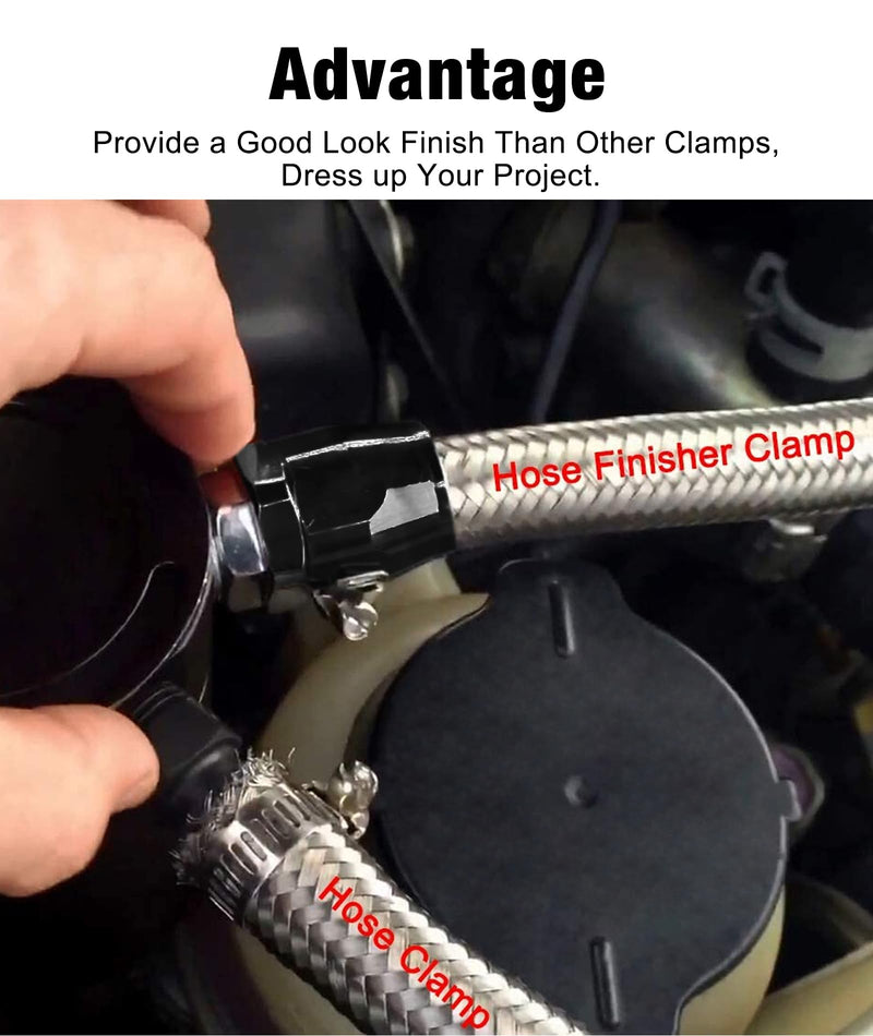 EVIL ENERGY 6AN Hose Finisher Clamp Aluminium Black for Stainless Braided Hoses,Rubber Hoses end Finisher AN6 4