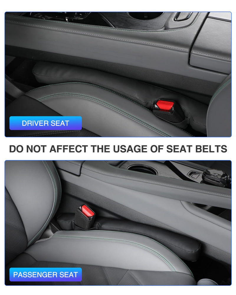 Leather Car Seat Gap Filler Universal for Car Truck SUV to Block The Gap Between Seat and Console Stop Things from Dropping 2 Sets Black