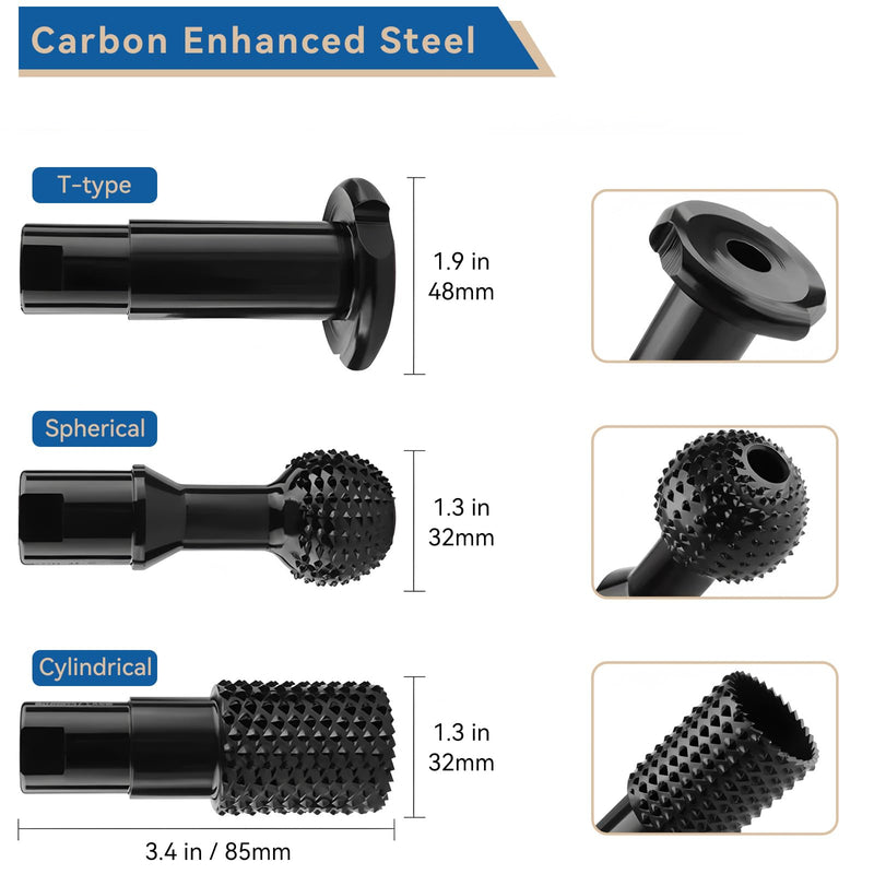 JonPhoe Sphere Rotary Burr with 5/8-11 Threads for 4 1/2" and 5" Angle Grinder, Carbon Steel Ball Gouge Angle Grinder Attachments for Woodworking Polishing Engraving (3) 3