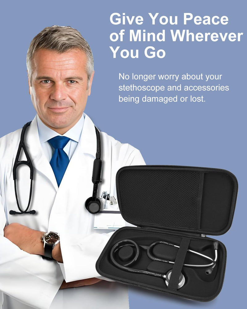Hard Stethoscope Case for 3M Littmann Classic III & Cardiology IV Monitoring Stethoscope, Travel Storage case for Lightweight II S.E., for 2450/5620/5870/6200 & for MDF etc, Compact & Portable