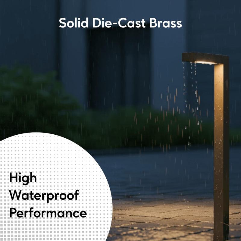 Ironsmith Lighting Products 12V Low Voltage Landscape Path Lights: Brass Wired, Outdoor LED and Halogen Waterproof Garden Lights, L-Shape Bronze for Yard Walkway Driveway, G4 Bulb Not Included