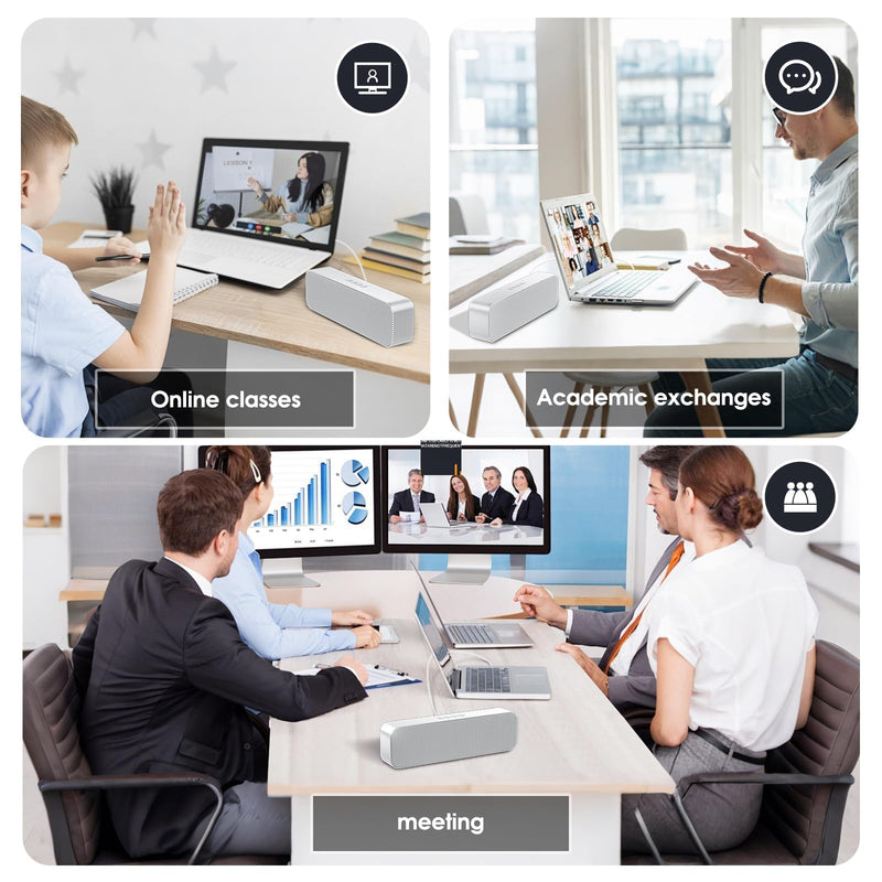Computer Speakers for Desktop PC,USB Powered & Plug and Play,with Bluetooth 5.3/3.5mm AUX Input,Small Bluetooth Speakers with Stereo Sound Fit Under the Monitor for Office Work, Gaming, Music Bright White