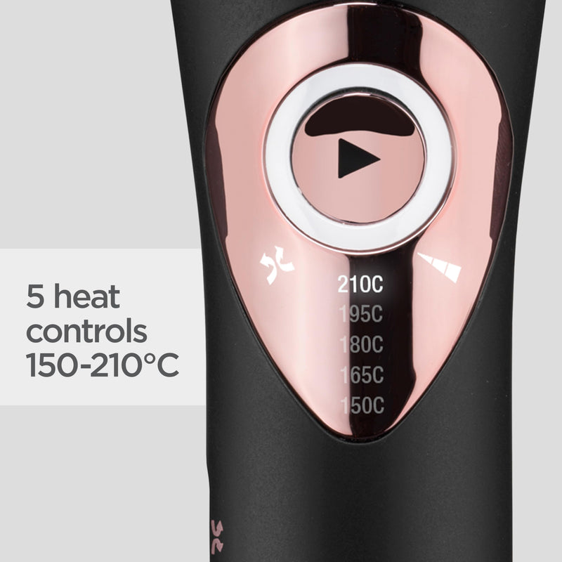 BaByliss Curl Secret Lite - Automatic Hair Curler, Easy Fast Hair Styling, 5 Heat Settings up to 210° - Black & Rose Gold, C1031U 19mm – Classic Styling (No Air)