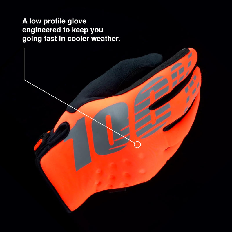 100% Brisker Cold Weather Motocross & Mountain Bike Gloves Adult Large Fluo Orange/Black