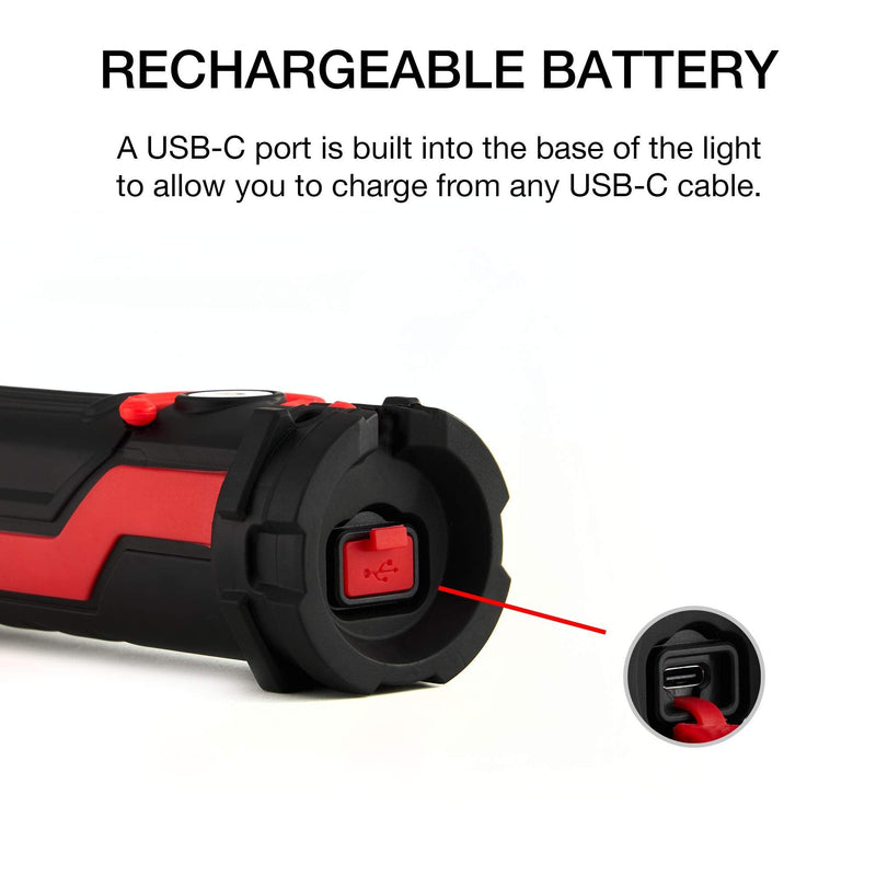 NEIKO 40337A Cordless 10-Watt 2-in-1 COB LED and UV Work Light with Rechargeable 4000-mAh Li-Ion Battery, Up to 8 Hours Run Time, Magnetic with 2 Swivel Hooks