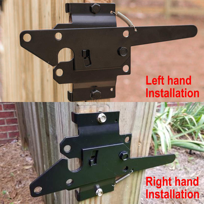 Gate Latch for Wooden Fence, Heavy Duty Self Locking Gate Latch with Handle for Pool/Garden Gate Safety Latch, Gate Hardware Kit for Vinyl/Wood Fence, Black Finish
