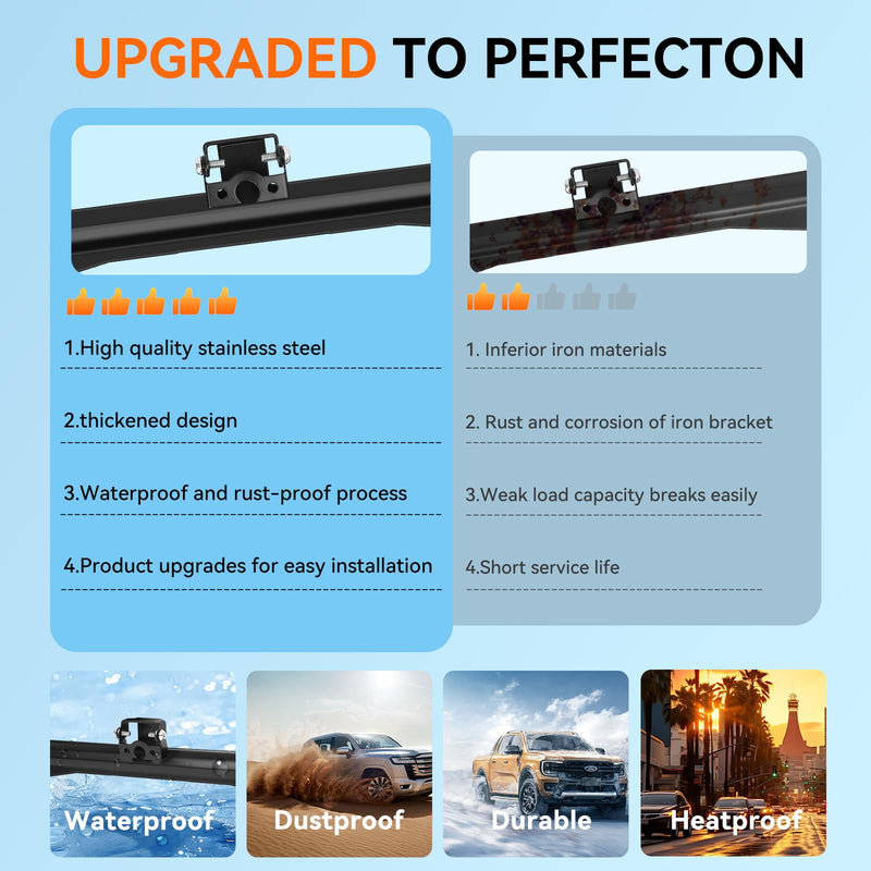 Universal Rear View Camera License Plate Bracket, Upgraded Anti-Rust Paint Full Stainless Steel Backup Camera License Plate Mount , No-Drill & Adjustable for Easy Installation
