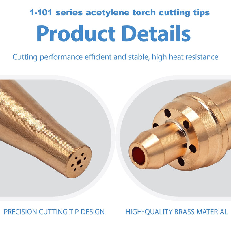1-101 Series Acetylene Cutting Torch Tips Size 0-3, Fit for victor Style Heavy Duty Torch: CA 2460-90° etc, Include 0-1-101, 1-1-101, 2-1-101, 3-1-101, 4 Pack 1-101 Series: 0-1-101, 1-1-101, 2-1-101, 3-1-101