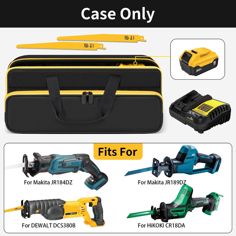 Tool Bag for DEWALT DCS380B 20V MAX Reciprocating Saw, for Makita JR184DZ / JR189DZ, Universal Storage Organizer with Battery Slot & Large Pocket for Charger, Blades, Accessories - Case Only