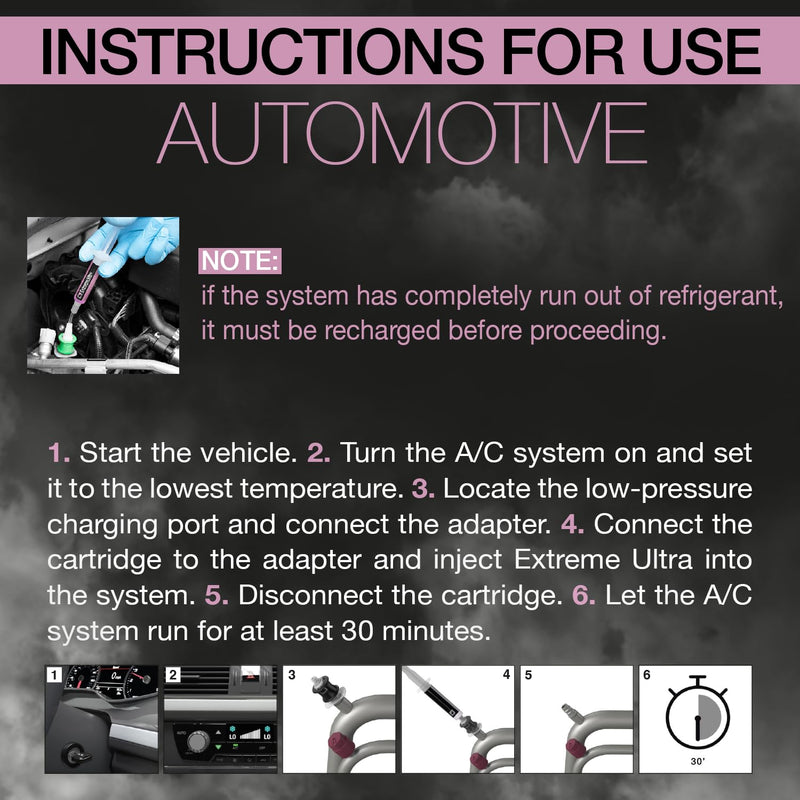 Extreme Ultra | A/C Leak Stop for HVAC/R Systems Up to 6 Tons (21 kW) | Works with All Refrigerants and Lubricants | Includes 1/4 SAE and 5/16 SAE Adapters | 0.2 fl oz (6 mL) Cartridge