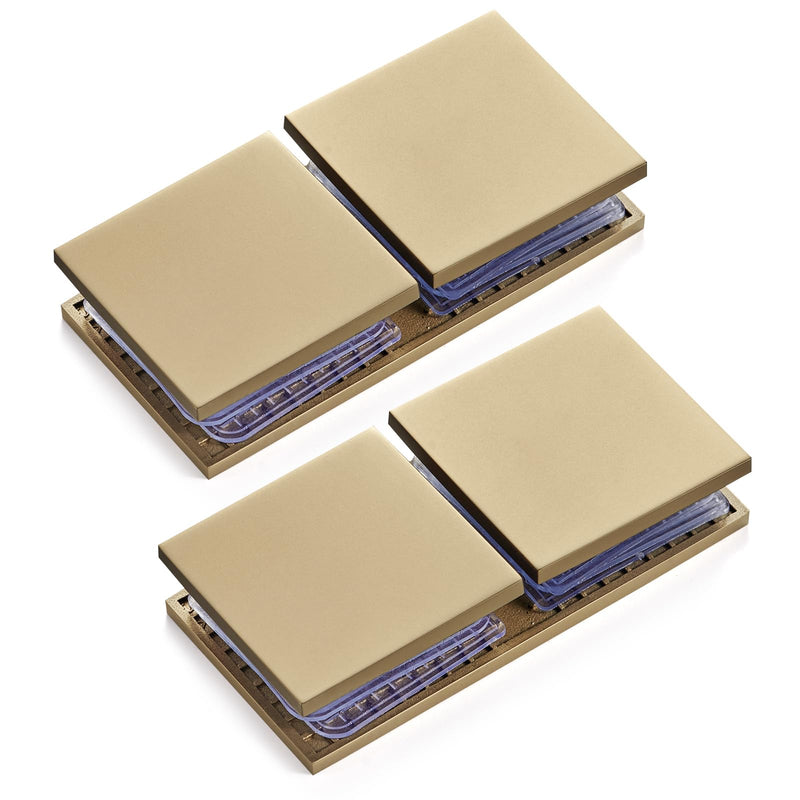 Ranbo 180 Degree Fixed Glass Panel Clamp, Gold, 2 Pack | 304 stainless steel, for 5/16" - 1/2" (8-12 mm) thick frameless glass, straight edge