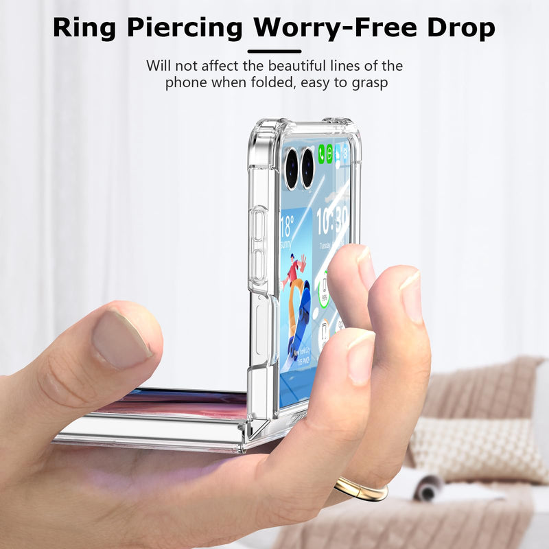 Designed for Samsung Galaxy Z Flip 8 Case Clear with Ring | Anti-Fall Shockproof Protective Phone Cover Case for Z Flip 8 Case 5 G Clear