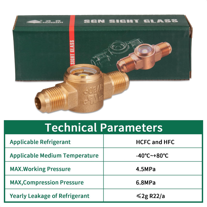 Hong Sen Sight Glass, Moisture Liquid Indicator, 1/4'' SAE Fitting, HVAC Tool for Air ConditioningRefrigeration 1/4SAE