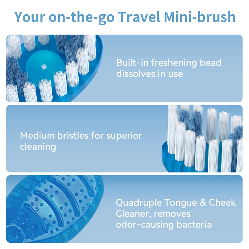 40 Count Disposable Mini Travel Toothbrushes Individually Wrapped, 5 in 1 Pre-Pasted Mini-Brush+Floss+Pick+Tongue Scraper, On The Go Toothbrush with Freshening Bead, Coolmint 1 Count (Pack of 40)