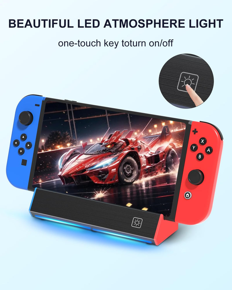 iPLYGAM Switch1 TV Dock with 1000Mbps Ethernet LAN Port/4K HDMI Port, Portable Switch Docking Station for Nintendo Switch/Switch OLED, Replacement Official Switch Dock Base Stand (NO Cable Included) for Switch/OLED(LAN)