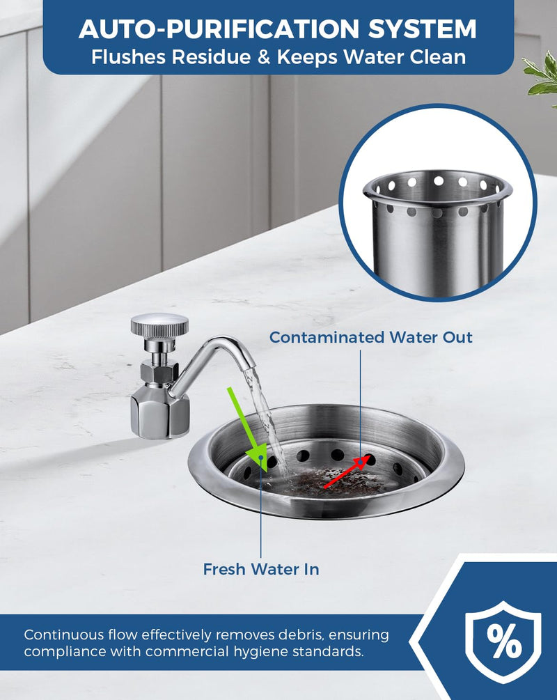 Kitchen Faucet Single Hole Dipper Well Faucet 0.5 GPM Flow Coffee Shop Bar Counter Sink Faucet Deck Mount Commercial Food Washing Tool for Washing Ice Cream or Coffee Spoons, Brass