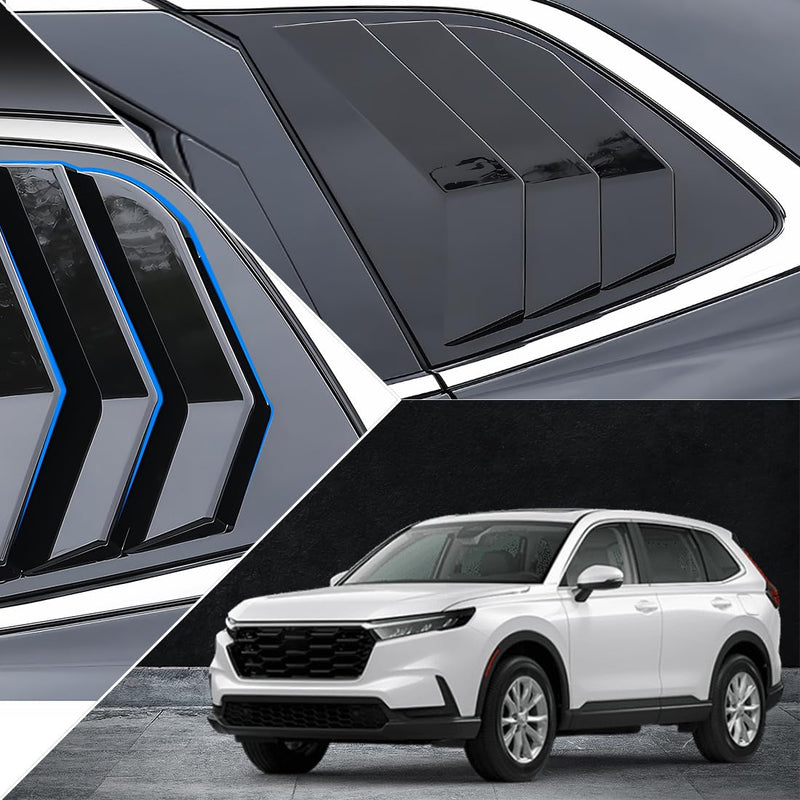 2Pcs Rear Side Window Louvers Air Vent Scoop Shades Cover Blinds Trim for Honda CRV CR-V 2023 2024 2025 - ABS bright black Sport Interior Accessories