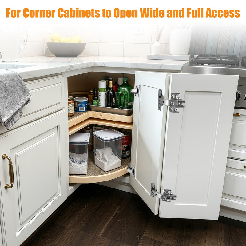 HBL' 165° & 135° Soft Close Cabinet Hinges for Lazy Susan Bifold Doors, Concealed European Hinges, Full Overlay, Adjustable Hinge, 2 x 165° + 2 x 135° Hinges for Pie Cut Corner Cabinets 1 Set