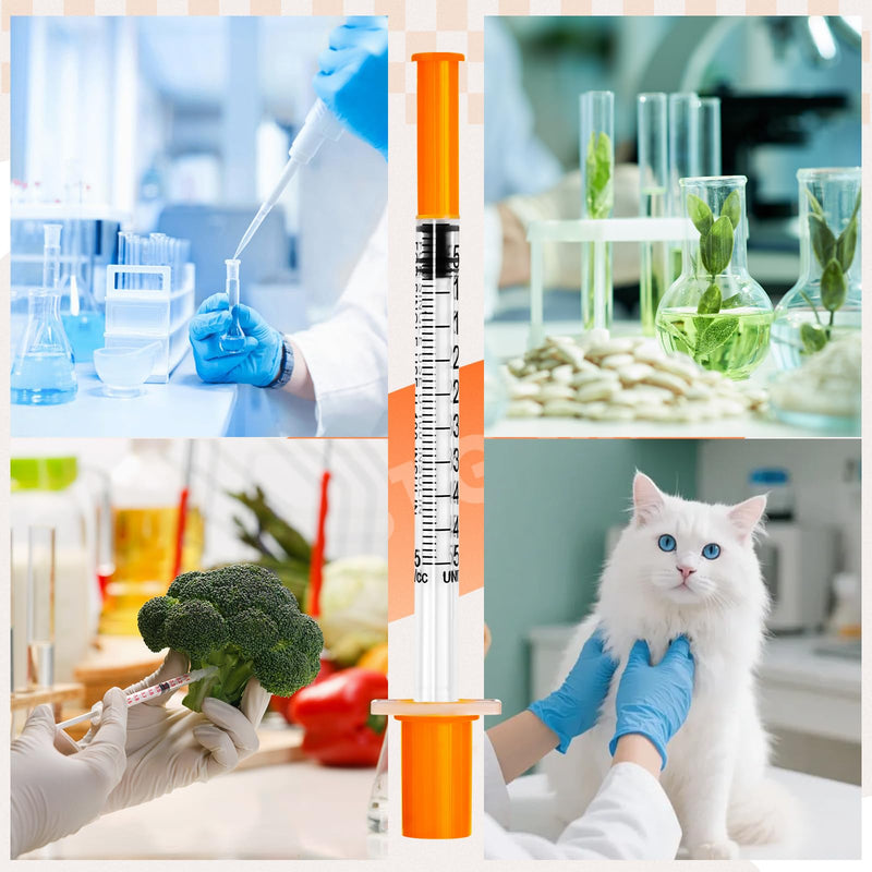 0.5ml Syringe with Cap, 31G 1/4" 6mm 1/2cc Syringes, Disposable Individual Package, Pack of 100 1/2cc-31G 1/4"