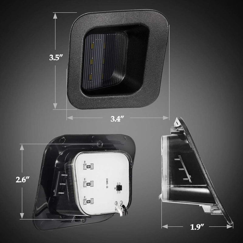 Partsam Full Led License Plate Lights Lamp Assembly Smoke Black Housing Compatible with Dodge Ram 1500 2500 3500 2003-2018 Pickup Truck Rear Step Bumper Replacement, Pack of 2