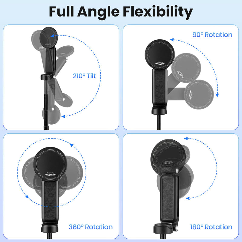 4-in-1 Magnetic Selfie Stick, Pocket Size 360° Rotation Phone Tripod | With Wireless Remote and Metal Ring, Extendable Cell Phone Stand Camera Grip Handle for Video Recording Travel Live Streaming Black